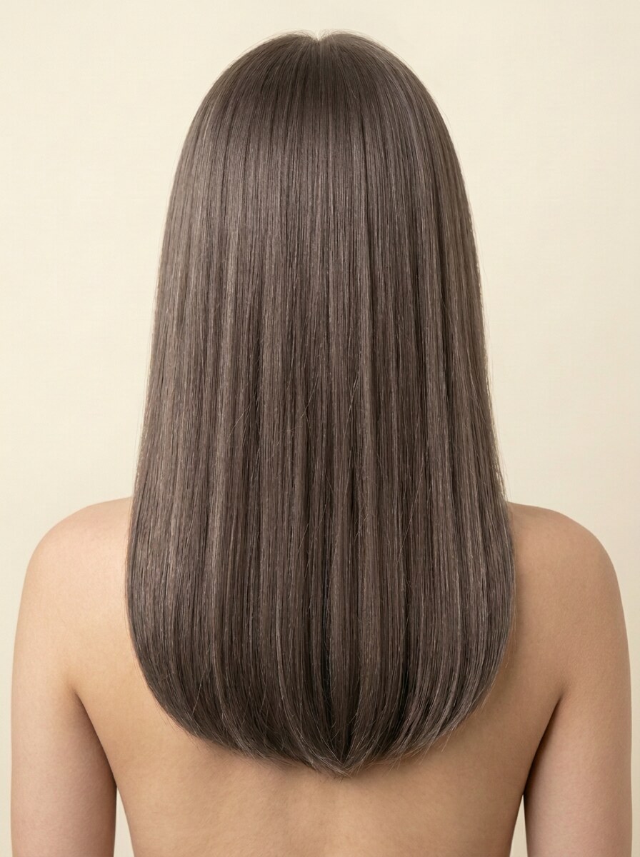2H Ash Brown hair colour — Rear view