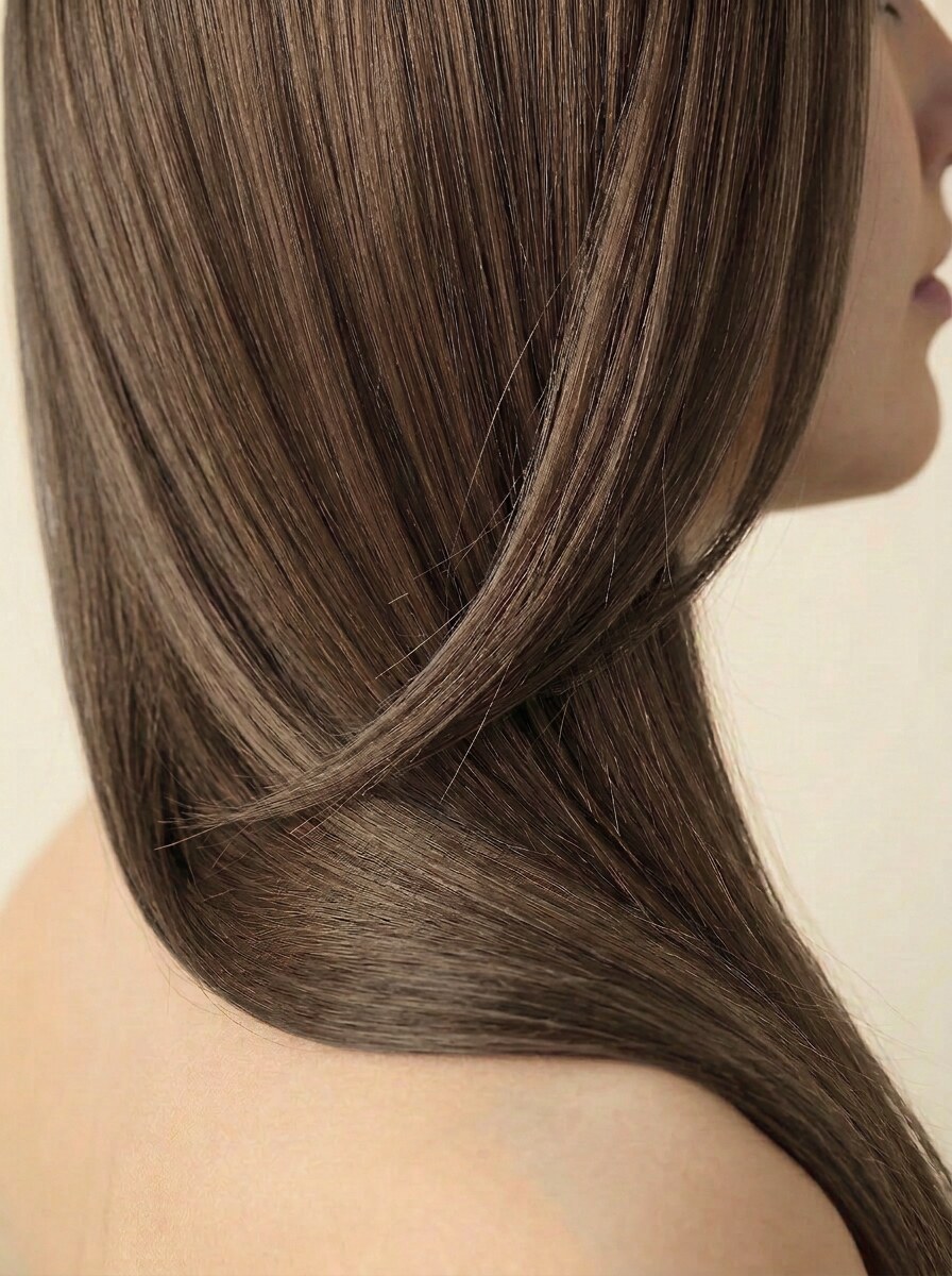 2H Ash Brown hair colour — Side profile