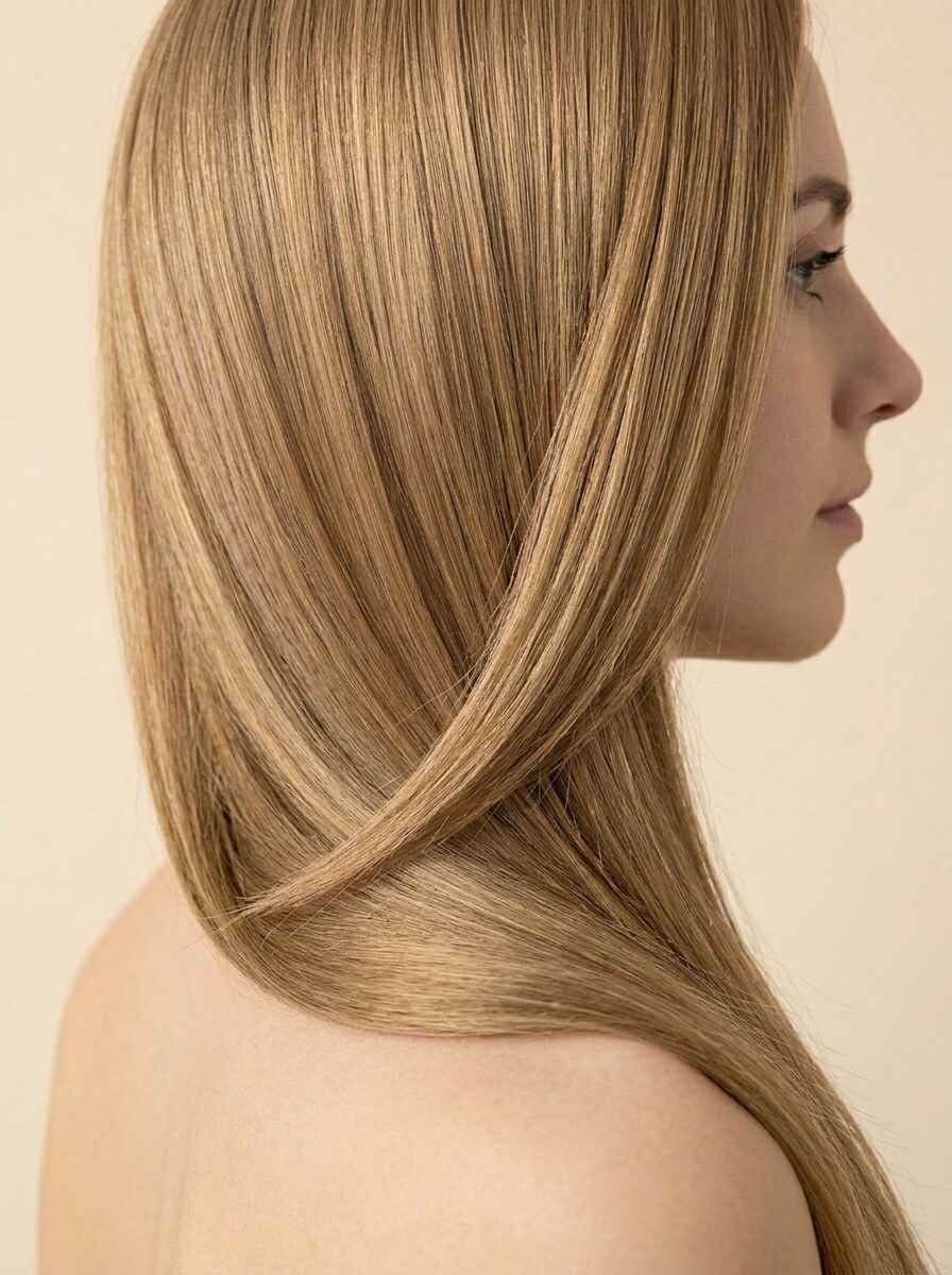 8 Medium Blonde hair colour — Side profile