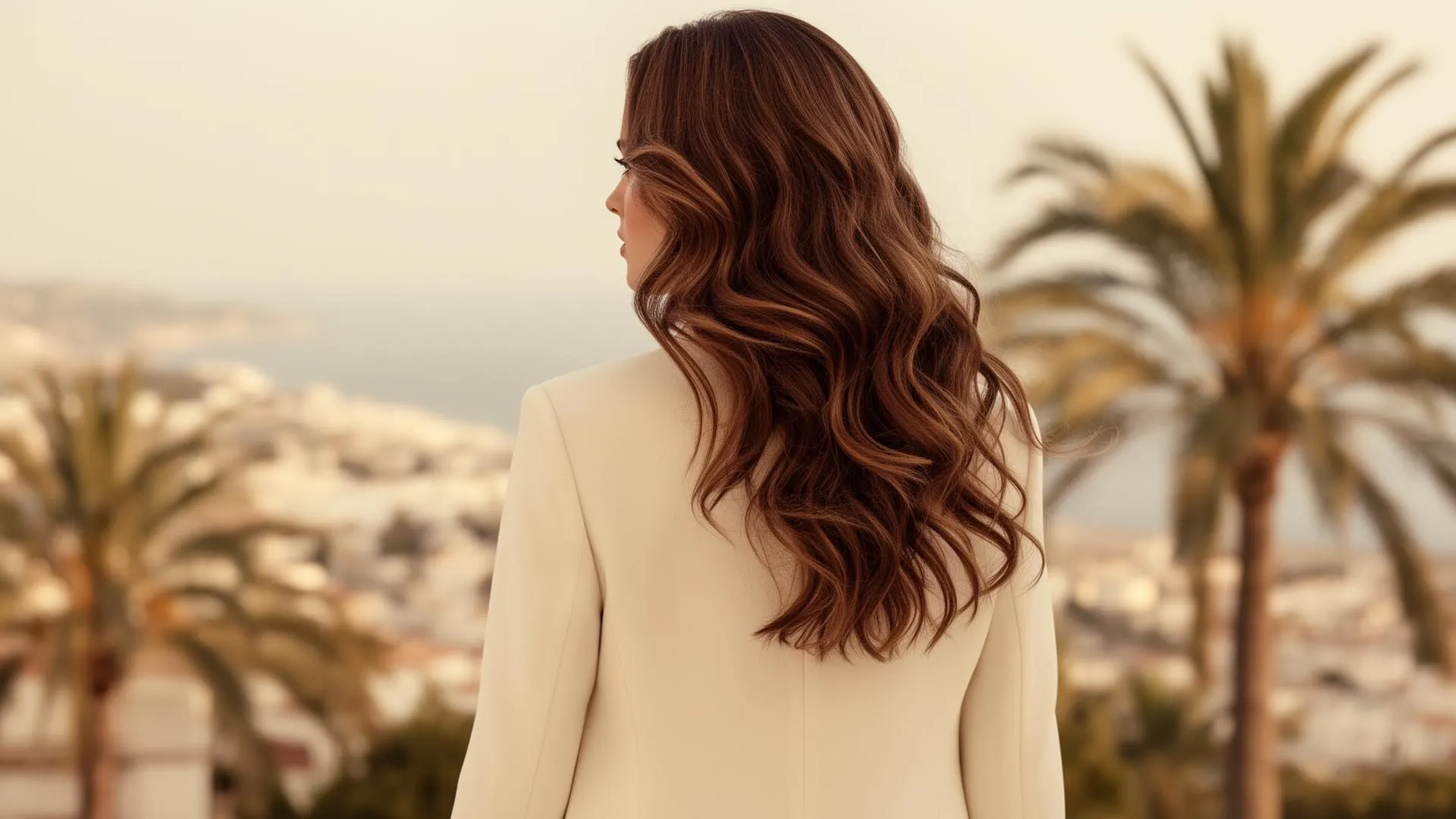 Woman with luxurious wavy hair