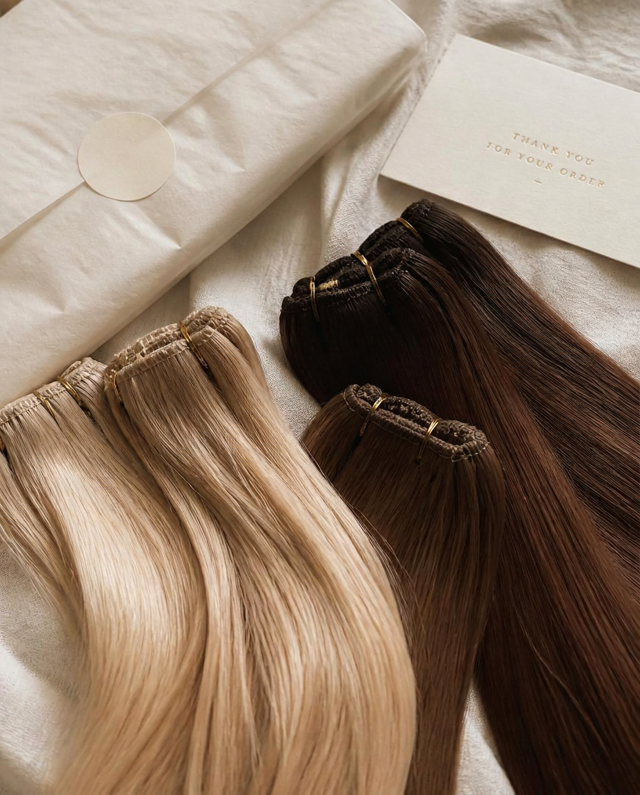 AVRÉE hair wefts prepared and wrapped for dispatch